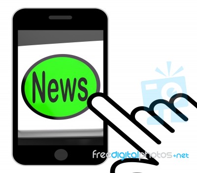 News Button Displays Newsletter Broadcast Online Stock Image