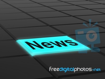 News Button Shows Newsletter Broadcast Online Stock Image