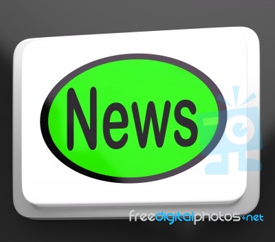 News Button Shows Newsletter Broadcast Online Stock Image