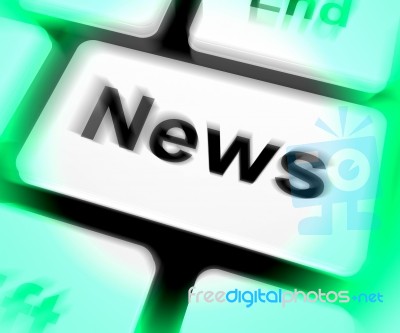 News Keyboard Shows Newsletter Broadcast Online Stock Image