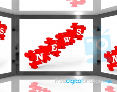 News On Screen Shows Newspapers Stock Image