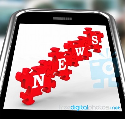 News On Smartphone Showing Online Journalism Stock Image