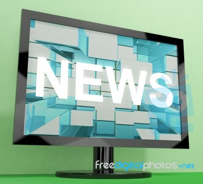 News On TV Screen Stock Image