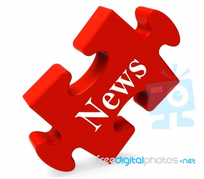 News Puzzle Shows Media Journal Newspapers And Headlines Stock Image