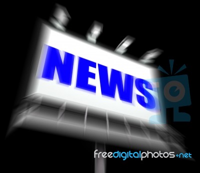 News Sign Displays Newspaper Articles And Headlines Or Media Inf… Stock Image