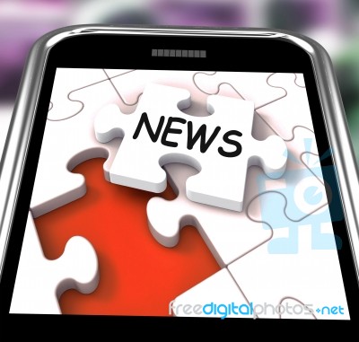 News Smartphone Means Online Updates And Headlines Stock Image