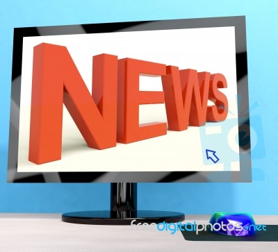 News Word On Computer Shows Media And Information Stock Image