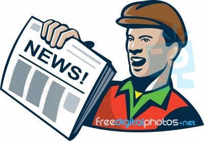 Newsboy Newspaper Delivery Retro Stock Image