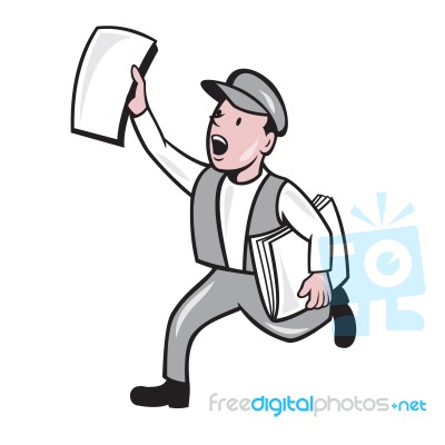 Newsboy Selling Newspaper Isolated Cartoon Stock Image