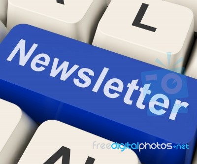 Newsletter Key Shows News Letter Or Online Correspondence Stock Image