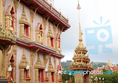 Nice Exterior Of Thai Buddhist Temple, Stock Photo