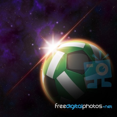 Nigeria Flag On 3d Football With Rising Sun Stock Image