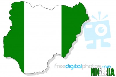 Nigeria Map Flag Stock Image