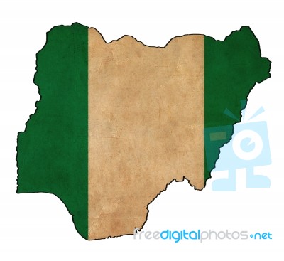 Nigeria Map On Nigeria Flag Drawing ,grunge And Retro Flag Serie… Stock Image