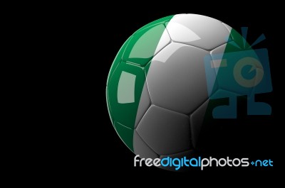 Nigeria Soccer Ball On Dark Background Stock Image