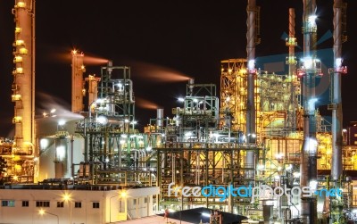 Night Scene Of Chemical Industry Stock Photo