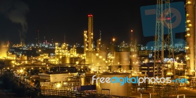 Night Scene Of Chemical Industry Stock Photo