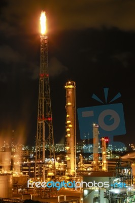 Night Scene Of Chemical Industry Stock Photo