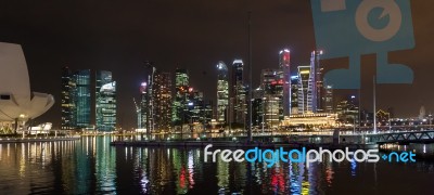 Night-time View Of Singapore Stock Photo