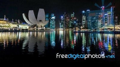 Night-time View Of Singapore Stock Photo