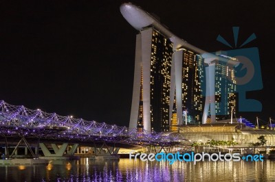 Night-time View Of Singapore Stock Photo