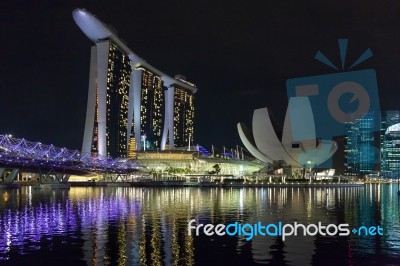 Night-time View Of Singapore Stock Photo