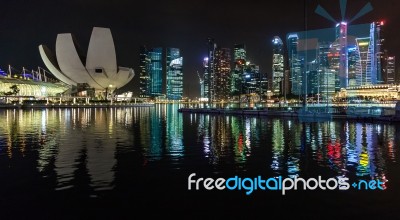 Night-time View Of Singapore Stock Photo