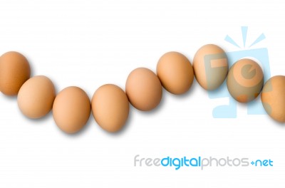 Nine Egg Arranged In Curve Stock Photo