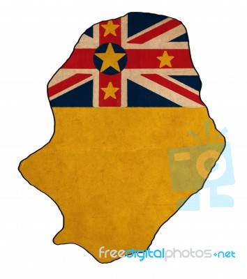 Niue Map On Niue Flag Drawing ,grunge And Retro Flag Series Stock Image