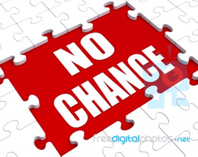 No Chance Puzzle Shows Refusal Rejected Or Never Stock Image