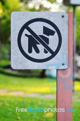 No Dog Sign In Park Stock Photo