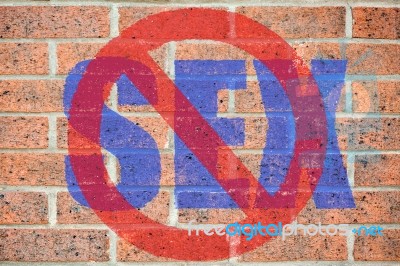 No Sex Sign On Old Brick Wall Texture Stock Photo