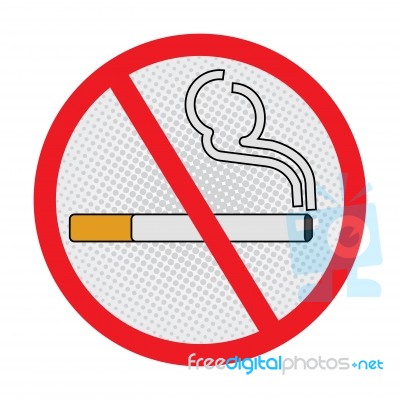 No Smoking Sign On White Background - Vecter Sign Design Stock Image