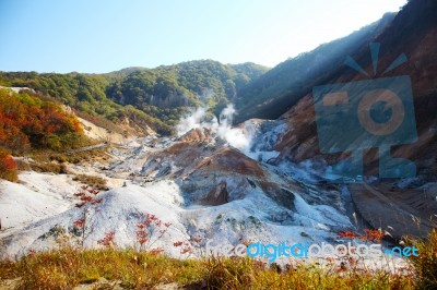 Noboribetsu, Hokkaido, Japan At Jigokudani Hell Valley Stock Photo