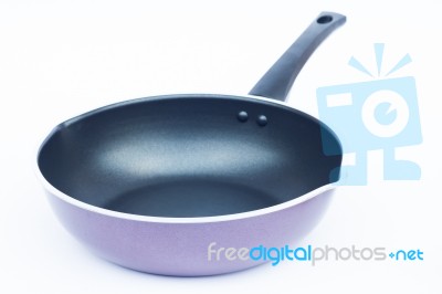 Non Stick Frying Pan On White Background Stock Photo