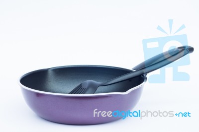 Non Stick Frying Pan On White Background Stock Photo