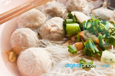 Noodle And Meatball Stock Photo