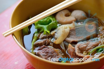 Noodle Soup With Beef Stock Photo