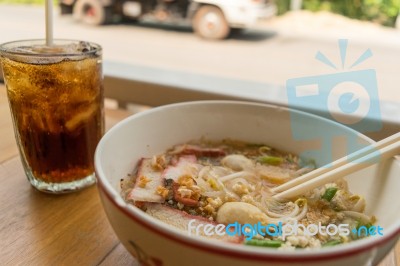 Noodles And Beverage On Market Street In My Travel Stock Photo