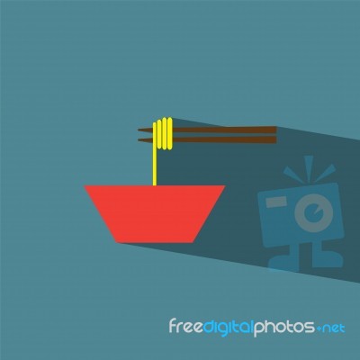 Noodles Flat Icon   Illustration  Stock Image