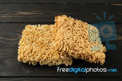 Noodles On Table Wood Background Stock Photo