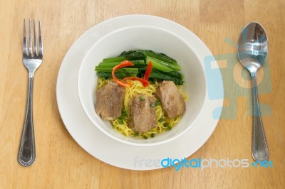 Noodles Pork Stock Photo