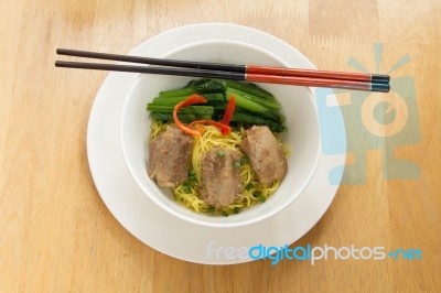 Noodles Pork Stock Photo