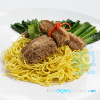 Noodles Pork Stock Photo