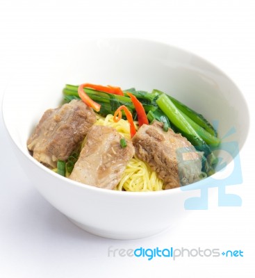 Noodles Pork Stock Photo