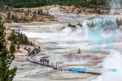 Norris Geyser Basin, Yellowstone/usa - September 26 : People Wal… Stock Photo