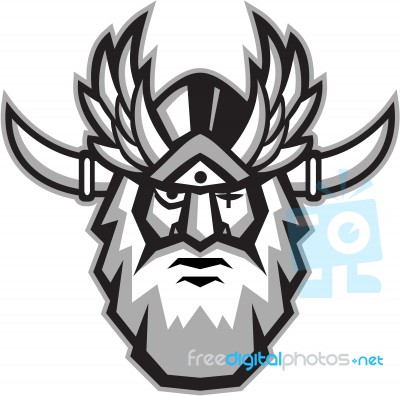 Norse God Odin Head Retro Stock Image