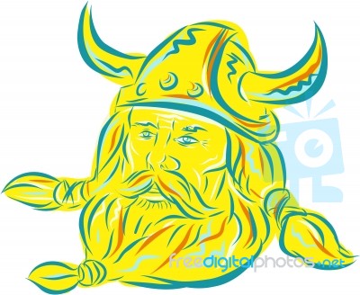 Norseman Viking Beard Etching Stock Image