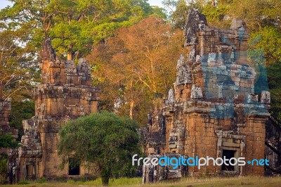 North Khleang Towers In Angkor Thom Complex Stock Photo