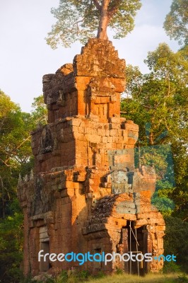 North Khleang Towers In Angkor Thom Complex Stock Photo